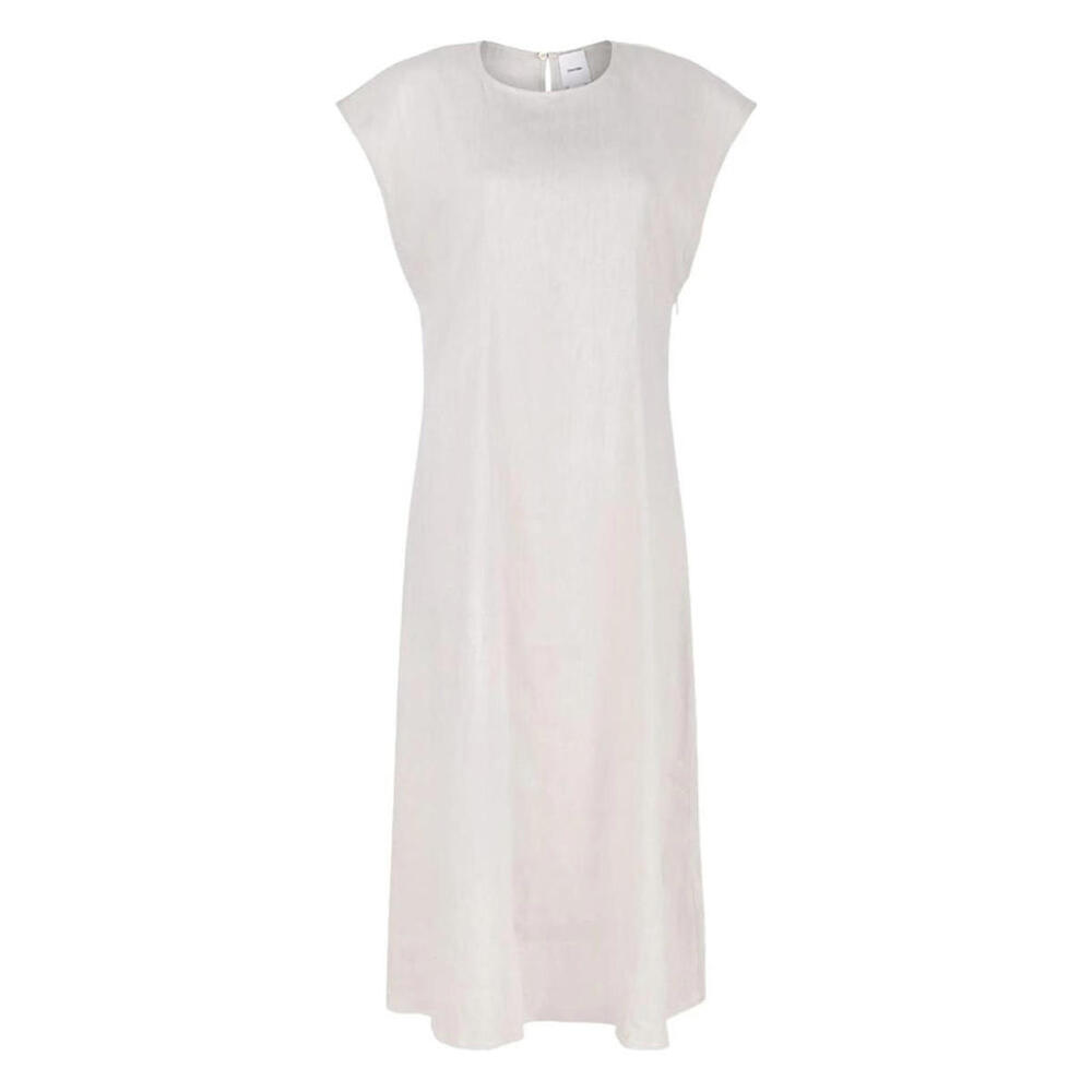 Calvin Klein Light Grey Stretch Linen Midi Dress LARGE NWT